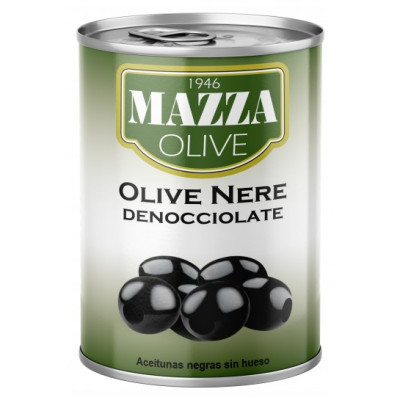 MAZZA Olīvas melnās bez kauliņiem (veselas) (6x397g)