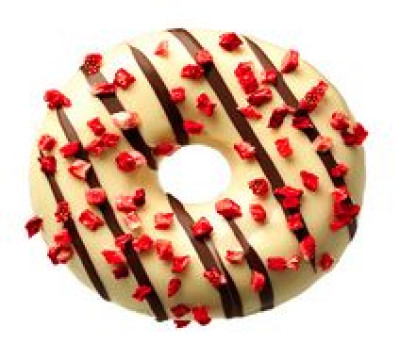 LA LORRAINE Donats, baltās šokolādes glazūra, zemeņu iev.pild. (12x73g)