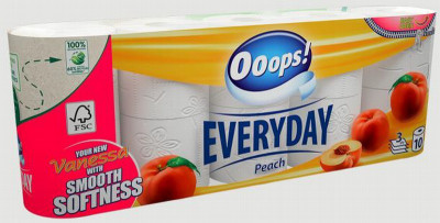***Ooops! Tualetes papīrs Peach (8x10ruļļi)