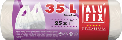 ***ALUFIX Atkrit.maisi ar rokturi HDPE 35L/25gab 53x60cm 11mkr balts