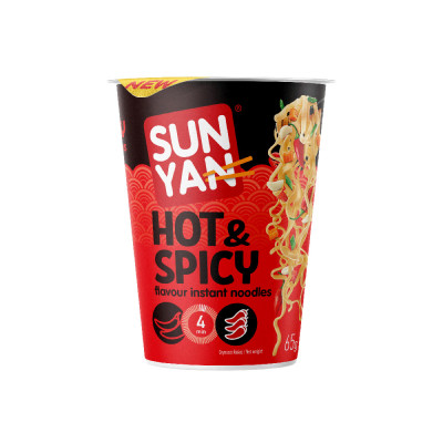SUN YAN ā/p nūdeles ar asu un pikantu garšu, traukā (8x65g)