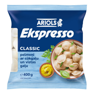 ARIOLS Pelmeņi "Ekspresso Classic" ar cūk.un vistas gaļu (25x400g)