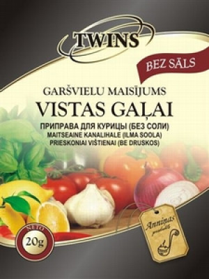 TWINS Garšvielu mais."Vistai"Bez sāls (20x20g)